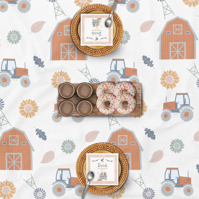 Nappe Animal de ferme Barnyard Motif Anniversaire (Farm Animal Birthday Tablecloth Tractor Barn Pattern)