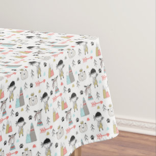 Nappe Animaux mignons de région boisée et motif indien
