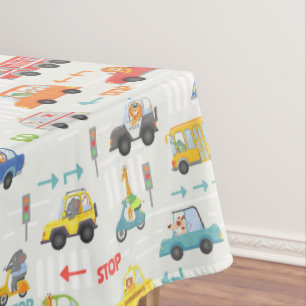 Nappe Anniversaire de enfant Motif de voiture de transpo