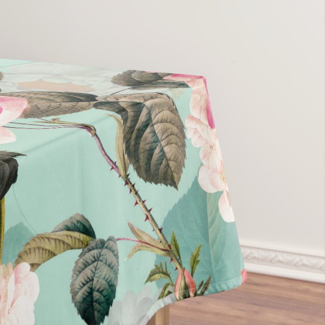 Nappe Antique Nostalgale Redouté Rose menthe Motif (In Situ)