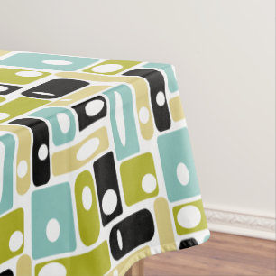 Nappe Aqua vert des années 1950 Rectangles mi-siècle