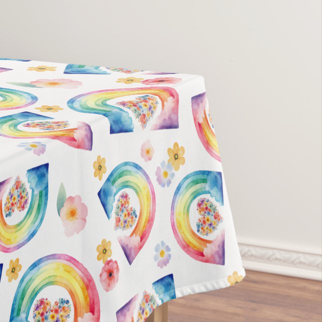 Nappe Aquarelle Arc-en-ciel Fleur Table (In Situ)
