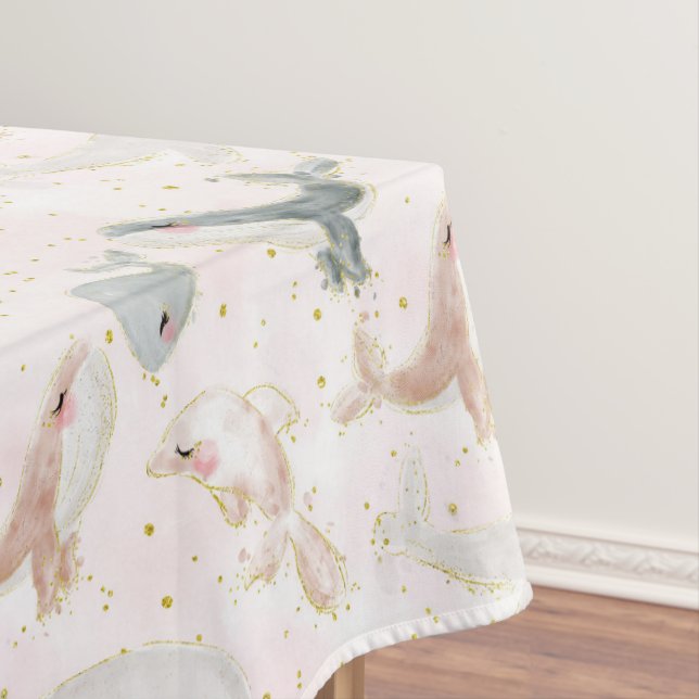 Nappe Aquarelle Bleu Baleine rose Dauphin Océan Fille de (In Situ)