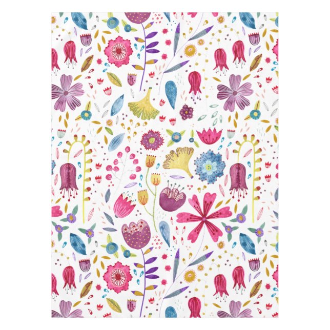 Nappe Aquarelle Botanique Fleur sauvage Peinture de haie (Devant)
