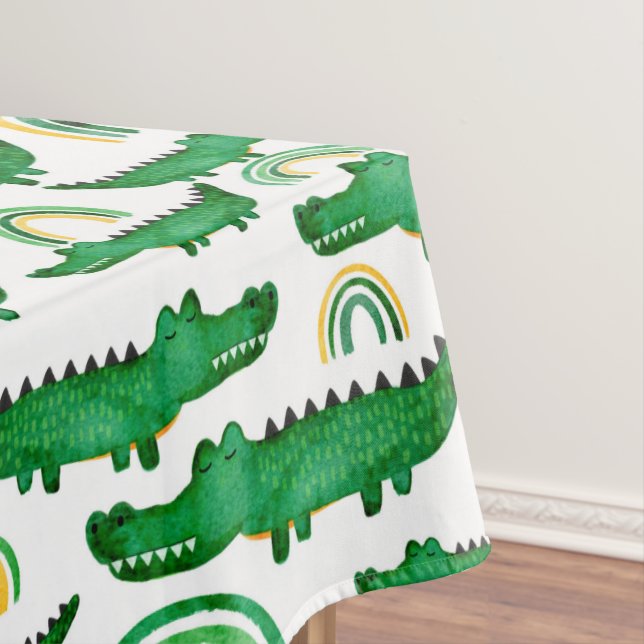 Nappe Aquarelle Crocodile Alligator Arc-en-ciel  (In Situ)
