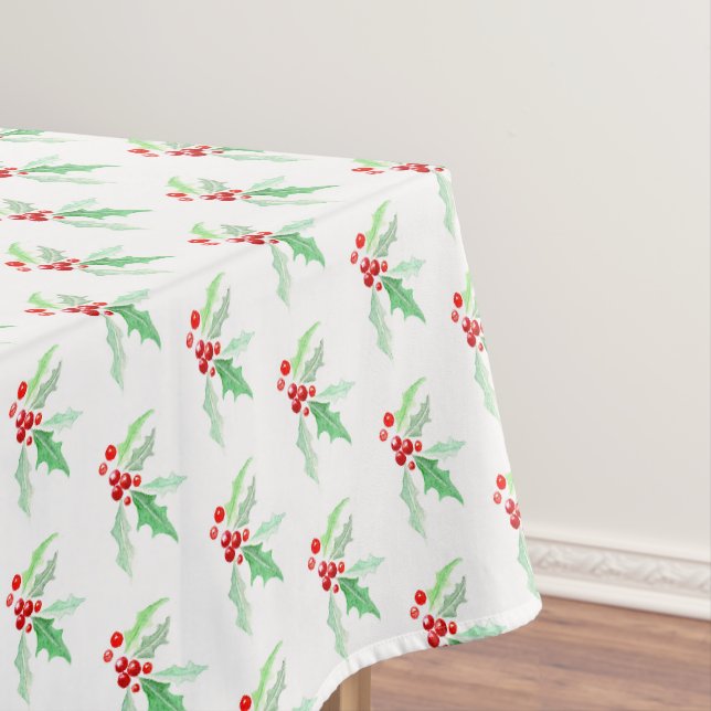 Nappe Aquarelle de Noël aux baies rouges (In Situ)
