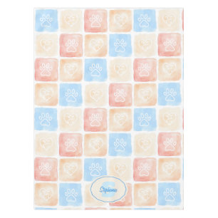 Nappe Aquarelle Empreintes de pattes & Coeurs dans les b