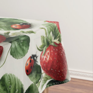 Nappe Aquarelle fraise et coccinelle Motif sans couture