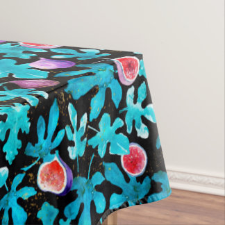 Nappe Aquarelle moderne Figues Fruit sur noir