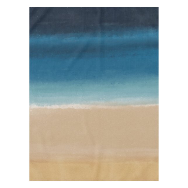 Nappe Aquarelle moderne Gold Blue Beach (Devant)