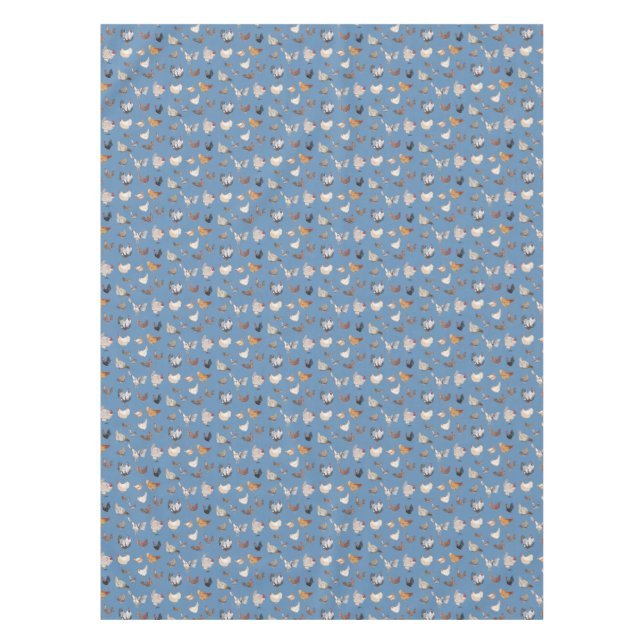 Nappe Aquarelle motif de poulet Denim Blue (Devant)