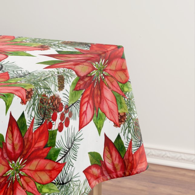 Nappe Aquarelle Poinsettia Noël (In Situ)