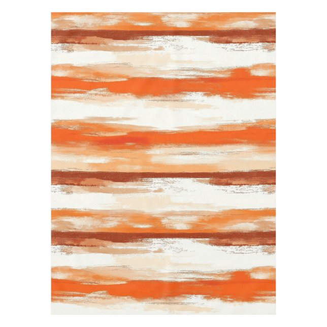 Nappe Aquarelle rayée dans les tons café et orange (Devant)