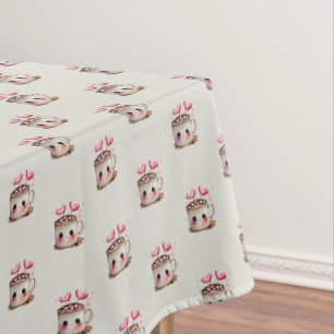 Nappe Aquarelle rose et crème mignonne Motif de cacao ch