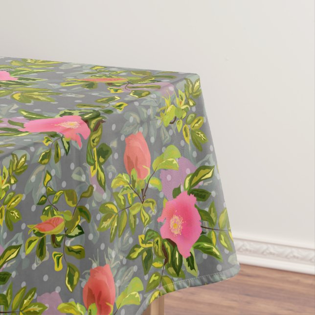Nappe Aquarelle rose fleurs rose rétro fleurie botanique (In Situ)