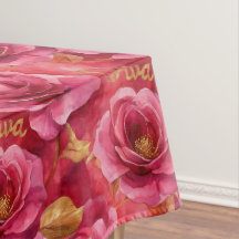 Aquarelle rose Fuchsia Roses avec Gold Diva