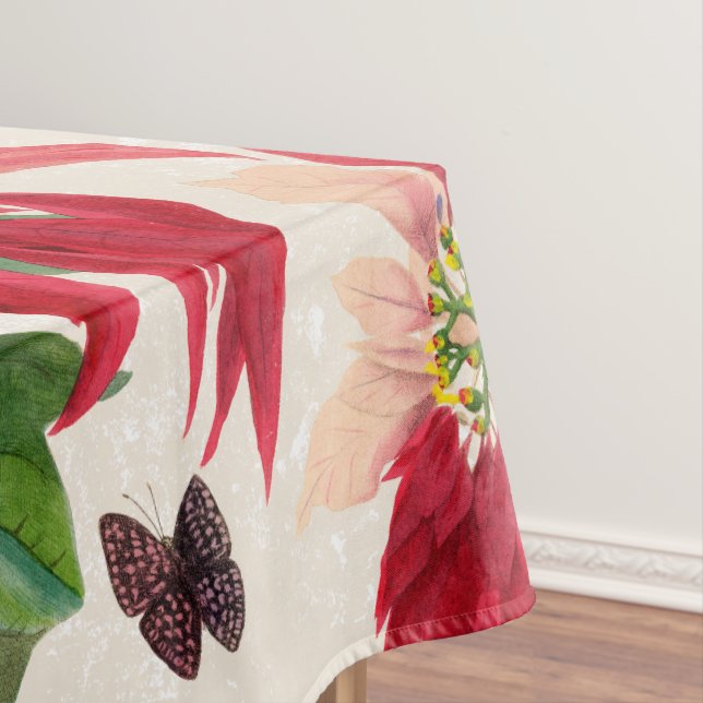 Nappe Aquarelle rouge rustique Poinsettia Flore Verdure (In Situ)