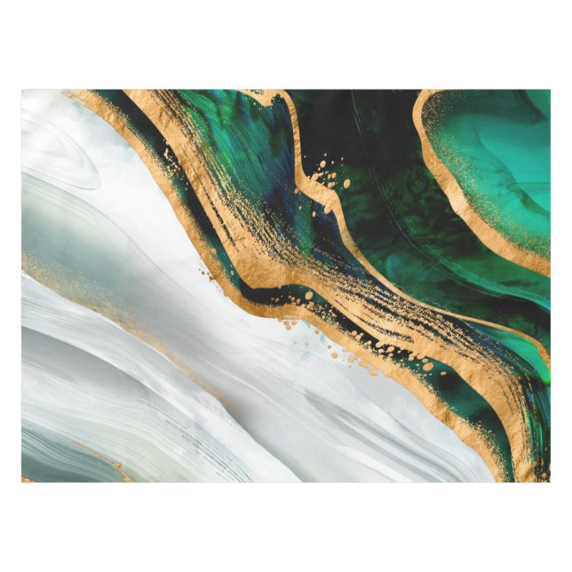 Nappe Aquarelle verte malachite et or (Devant (Horizontal))