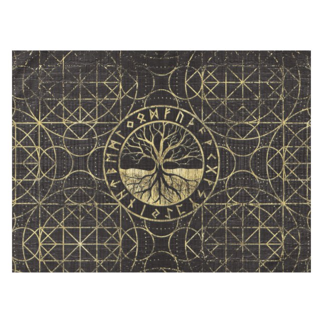Nappe Arbre de la vie - Yggdrasil et runes (Devant (Horizontal))