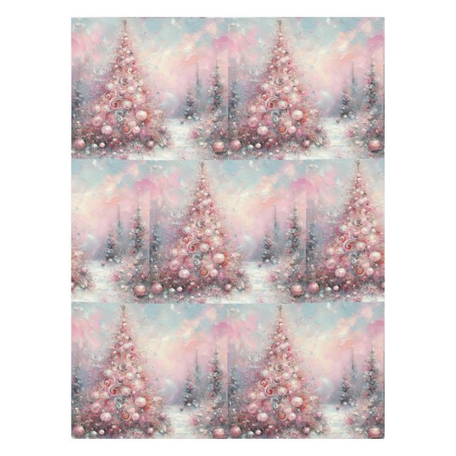 Nappe Arbre de Noël Whimsical saison rose blanc (Devant)