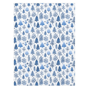 Nappe Arbre d'hiver blanc et bleu Whimsical et flocon de