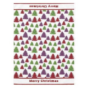 Nappe Arbres colorés Empreintes de léopard Joyeux Noël
