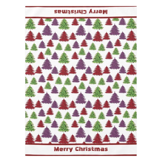 Nappe Arbres colorés Empreintes de léopard Joyeux Noël (Devant)