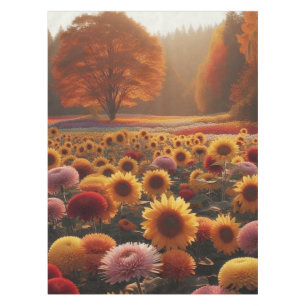 Nappe Arbres d'automne/terrain avec maman