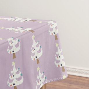Nappe Arbres de Noël blanc et lunatique sur violet