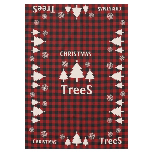 Nappe Arbres de Noël de Tartan rouge et noir (Devant)