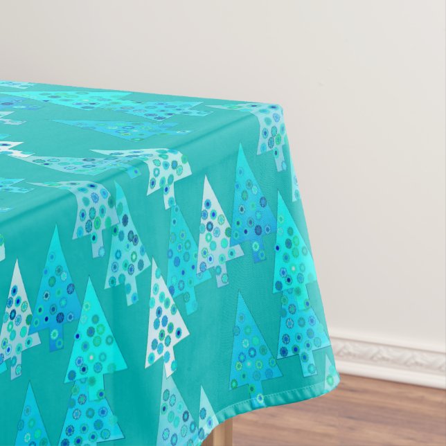 Nappe Arbres de Noël Fleurs modernes, Turquoise et Aqua (In Situ)
