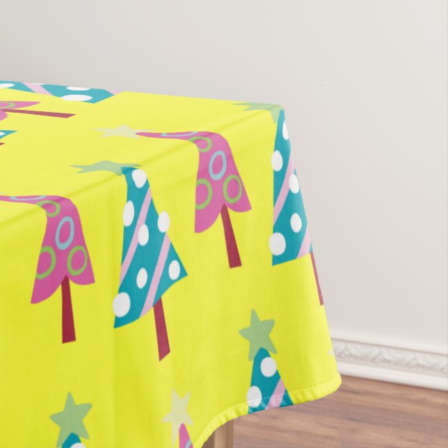 Nappe Arbres de Noël rose et bleu Joyeux Jaune Jaune (In Situ)