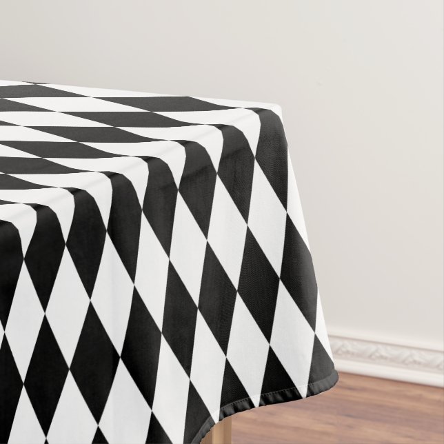 Nappe Arlequin Motif de diamants noir et blanc (In Situ)