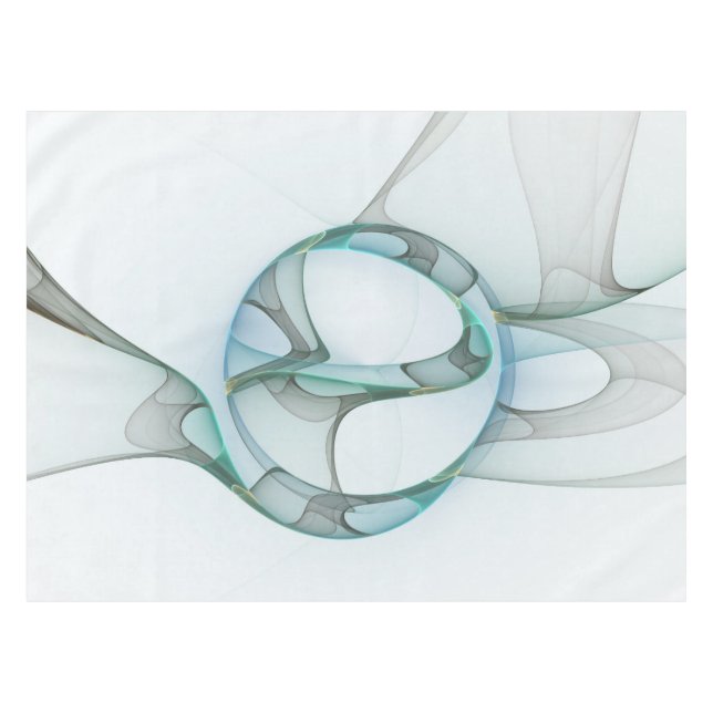 Nappe Art Abstrait moderne Fractal Bleu Turquoise Gris (Devant (Horizontal))