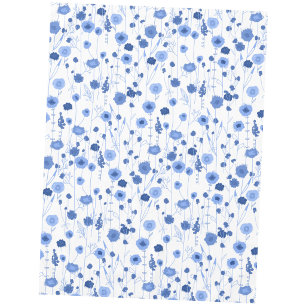 Nappe Art floral botanique de prairie fleurie sauvage bl