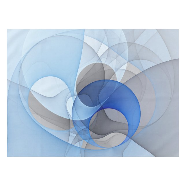 Nappe Art graphique fractal abstrait bleu gris moderne (Devant (Horizontal))