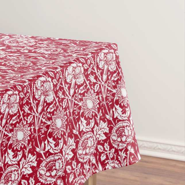 Nappe Art Nouveau Carnation Damask, rouge et blanc (In Situ)