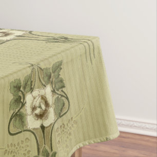 Nappe Art Nouveau Mission Style Fleur blanche Motif