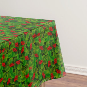 Nappe aux feuilles de houx de Noël