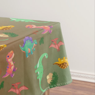 Nappe avec dinosaures et œufs de dinosaures aux to