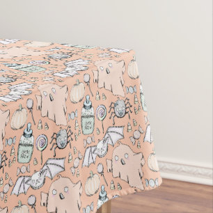 Nappe Baby shower d'Halloween, chauve-souris et araignée