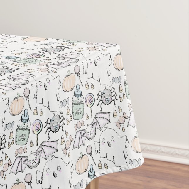 Nappe Baby shower d'Halloween, chauve-souris et araignée (In Situ)