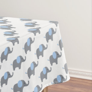 Nappe Baby shower éléphant bleu clair et blanc