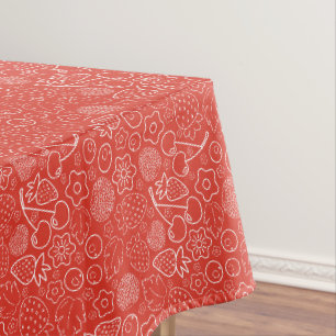Nappe Baie Fraise Cerise Blanche Dessinée à la main Mode