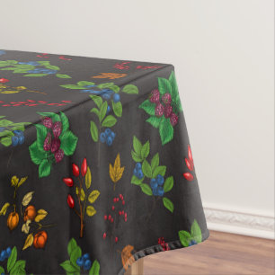 Nappe Baies d'automne sur fond brun chocolat