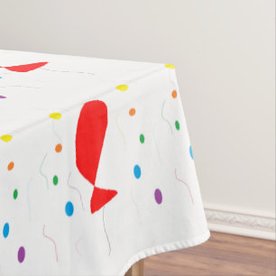 Nappe Ballons rouges avec motif confetti coloré