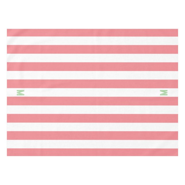 Nappe Bande de cabane rose et monogramme vert personnali (Devant (Horizontal))