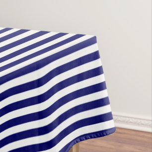 Nappe Bandes de bonbons bleu et blanc marine