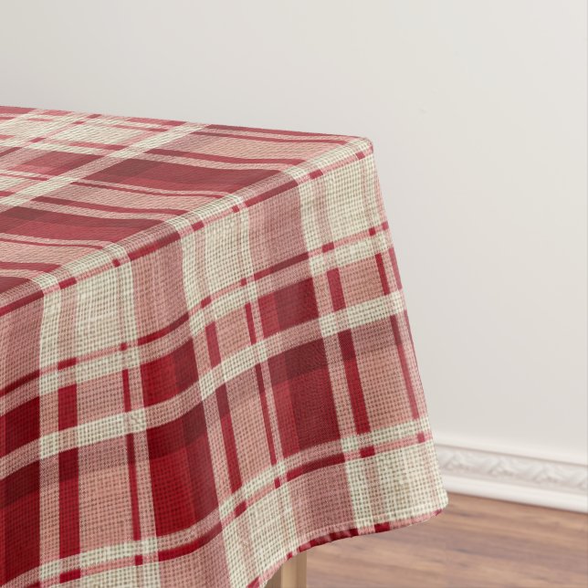 Nappe Bandes Plaid Crème Rouge (In Situ)