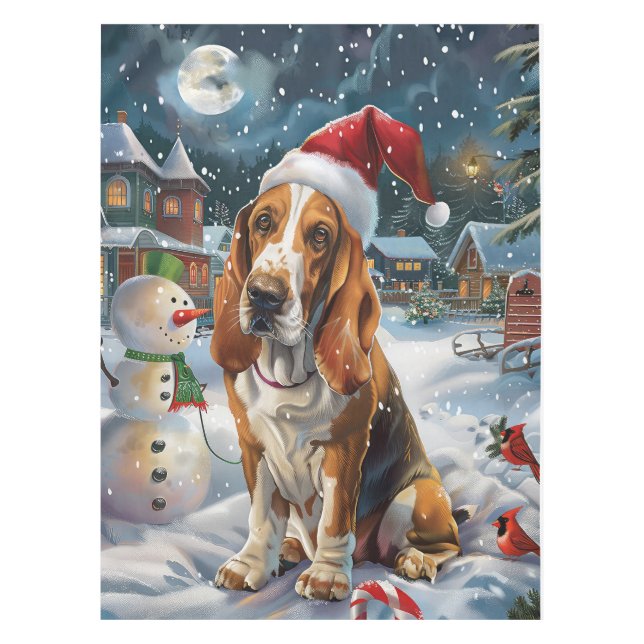 Nappe Basset Hound Chien Winter Wonderland Noël Joie (Devant)